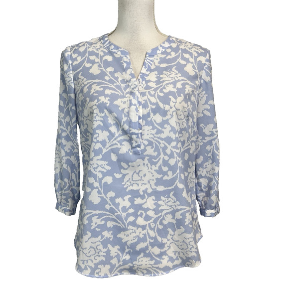 Talbots Blouse Tunic size Extra Small Lilac Purple White Floral Career Casual - Picture 1 of 6